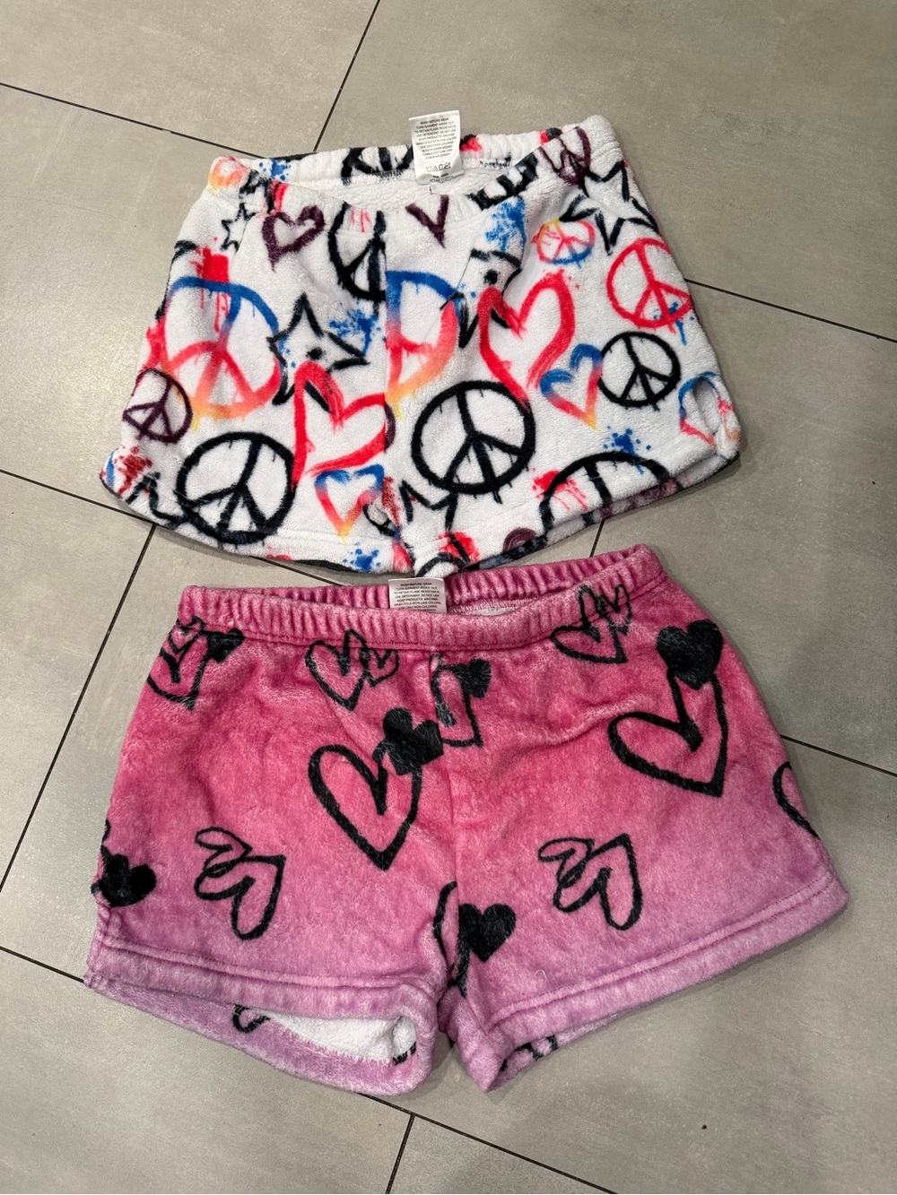 EUC - Lot of 2 - Heartbreaker Graffiti Design Super Soft Pajama Shorts -Size S/M